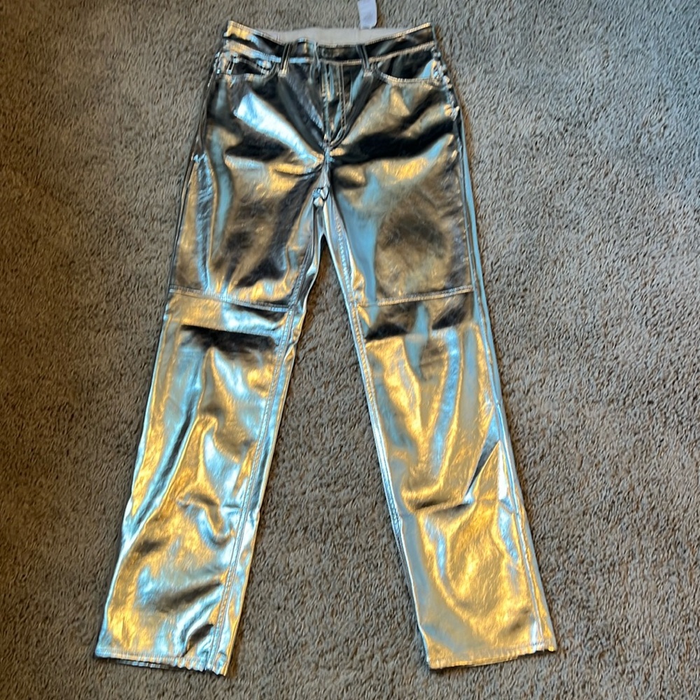 High Rise Vegan Leather Cheeky Straight Pants